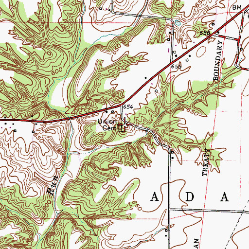 Topographic Map of Union Cemetery, IN