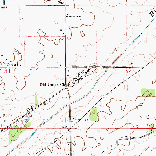 Topographic Map of Union Cemetery, IN