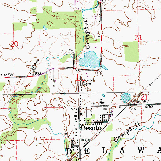 Topographic Map of Union Cemetery, IN