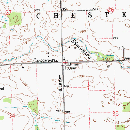 Topographic Map of Union Cemetery, IN
