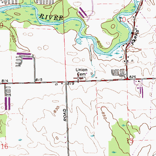 Topographic Map of Union Cemetery, IN