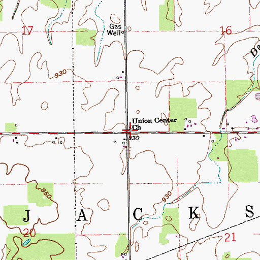 Topographic Map of Union Center Church, IN