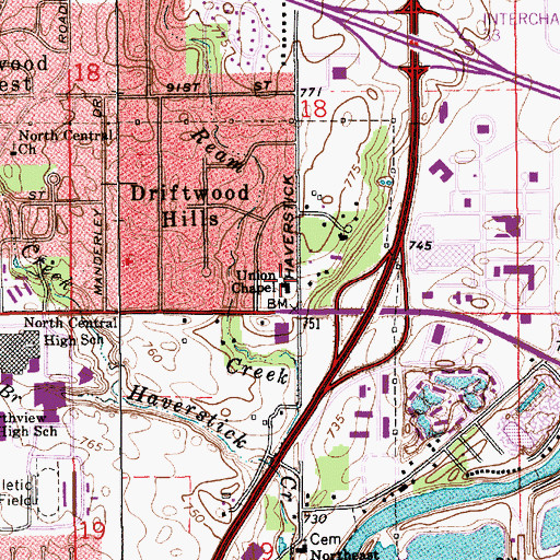Topographic Map of Union Methodist Church, IN