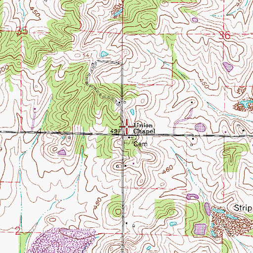Topographic Map of Union Chapel, IN