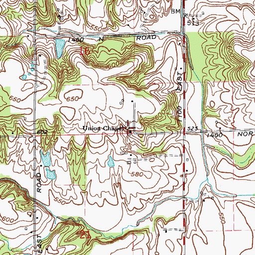 Topographic Map of Union Chapel, IN