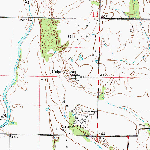Topographic Map of Union Chapel, IN