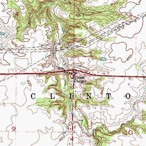 Topographic Map of Union Chapel, IN