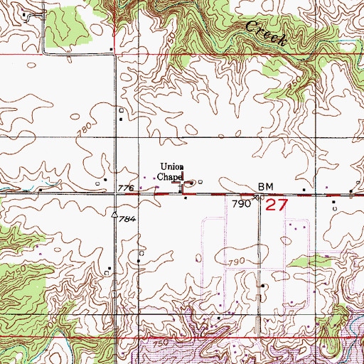 Topographic Map of Union Chapel, IN
