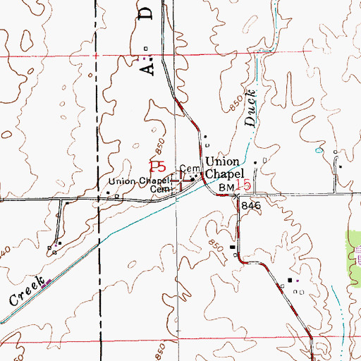 Topographic Map of Union Chapel Cemetery, IN