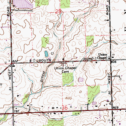 Topographic Map of Union Chapel Cemetery, IN