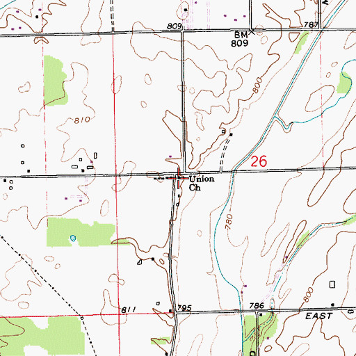 Topographic Map of Union Church, IN