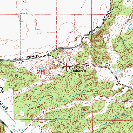 Topographic Map of Union Church, IN