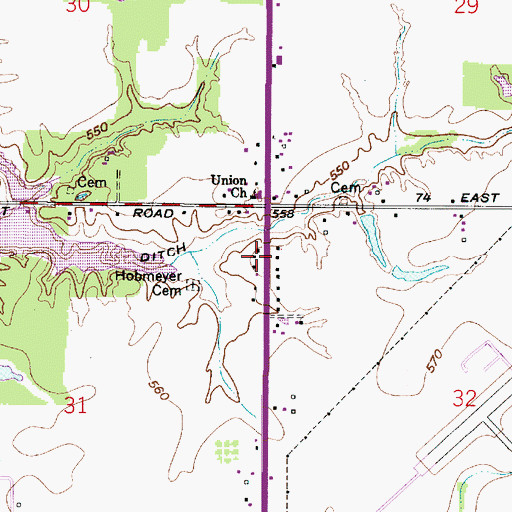 Topographic Map of Union Church, IN