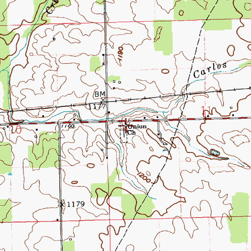 Topographic Map of Union Church, IN