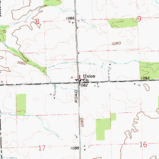 Topographic Map of Union Church, IN