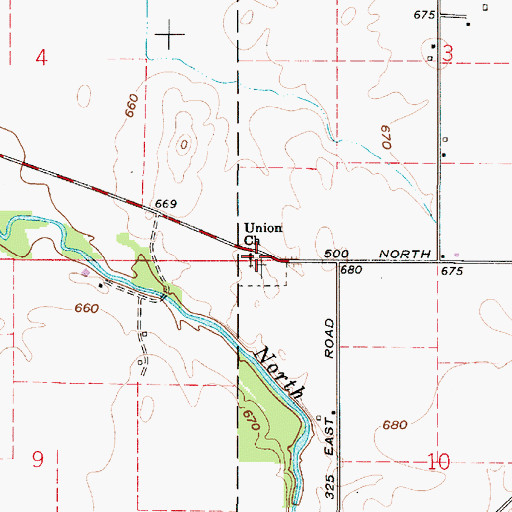 Topographic Map of Union Church, IN