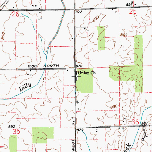 Topographic Map of Union Church, IN