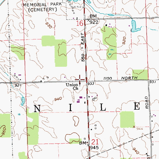 Topographic Map of Union Church, IN