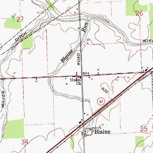 Topographic Map of Union Church, IN