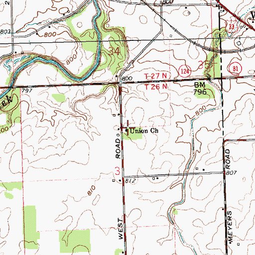 Topographic Map of Union Church, IN