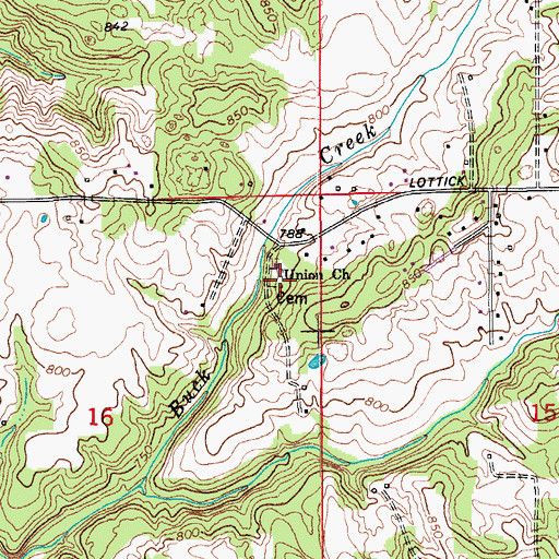 Topographic Map of Union Church Cemetery, IN