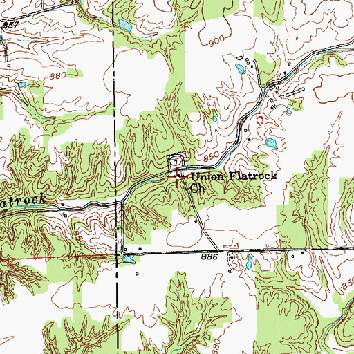 Topographic Map of Union Flatrock Church, IN