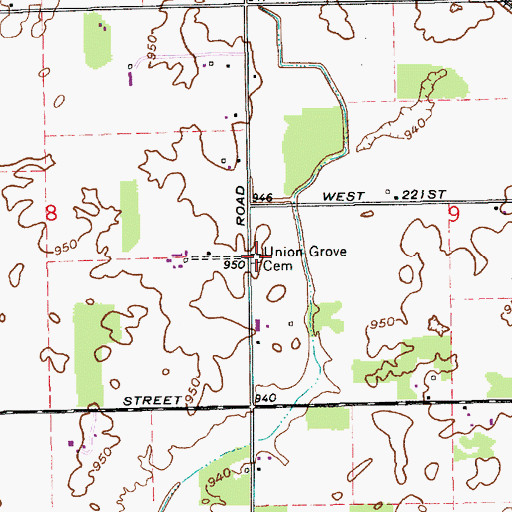 Topographic Map of Union Grove Cemetery, IN