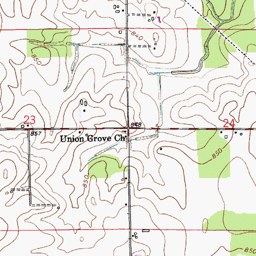 Topographic Map of Union Grove Church, IN