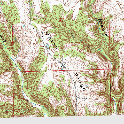 Topographic Map of Union Ridge, IN