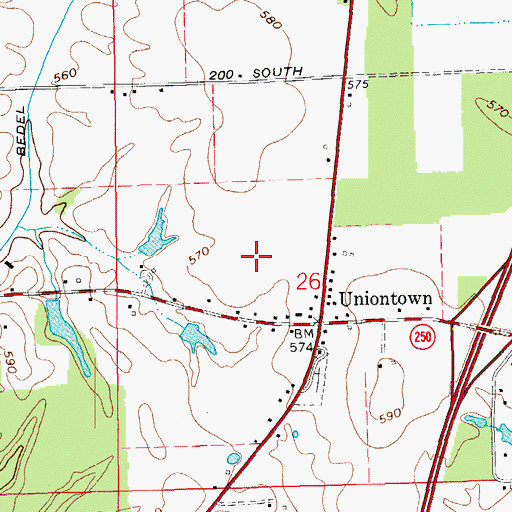 Topographic Map of Uniontown, IN