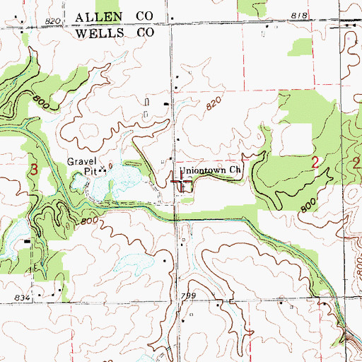 Topographic Map of Uniontown Church, IN