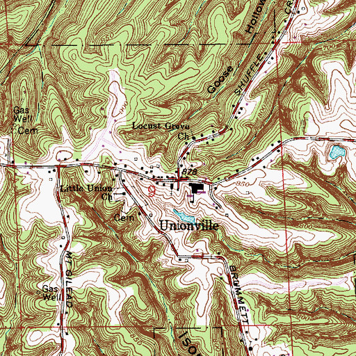 Topographic Map of Unionville, IN
