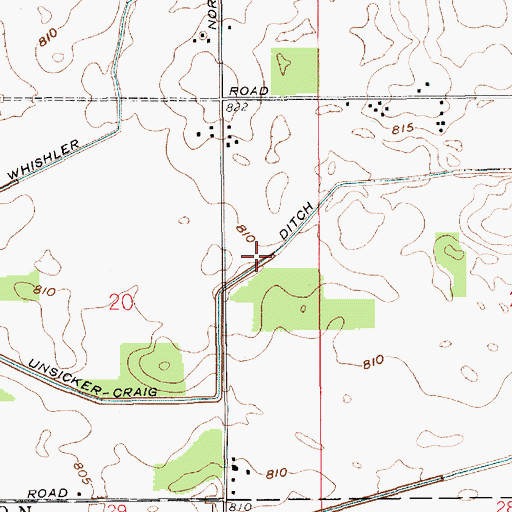 Topographic Map of Unsicker-Craig Ditch, IN