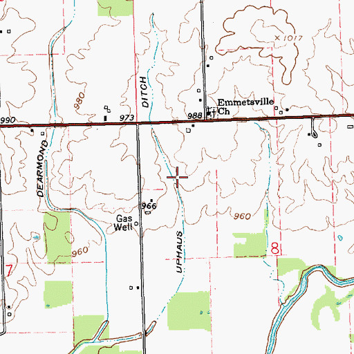 Topographic Map of Uphaus Ditch, IN