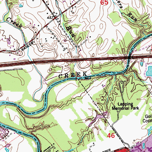 Topographic Map of Uphill Run, IN
