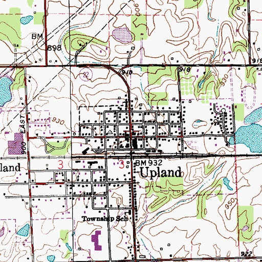 Topographic Map of Upland, IN