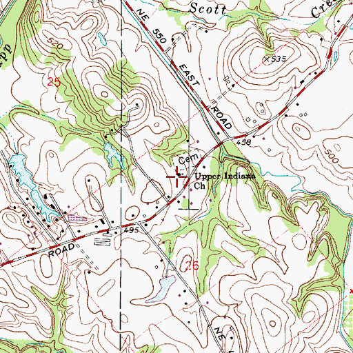 Topographic Map of Upper Indiana Church, IN