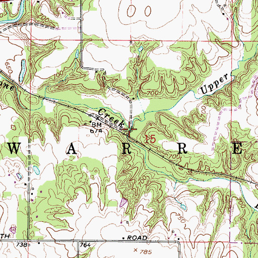Topographic Map of Upper Limestone Creek, IN