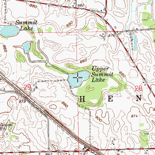 Topographic Map of Upper Summit Lake, IN
