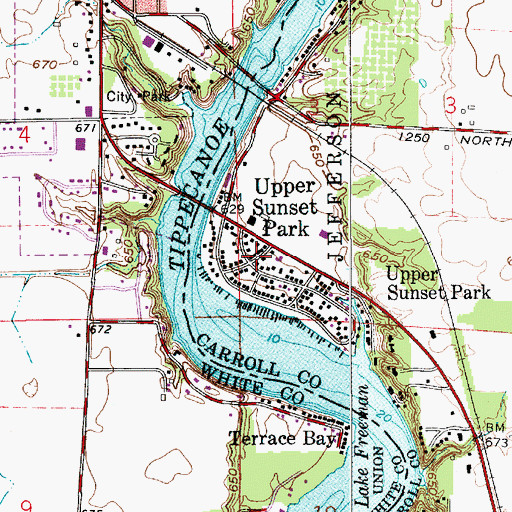 Topographic Map of Upper Sunset Park, IN