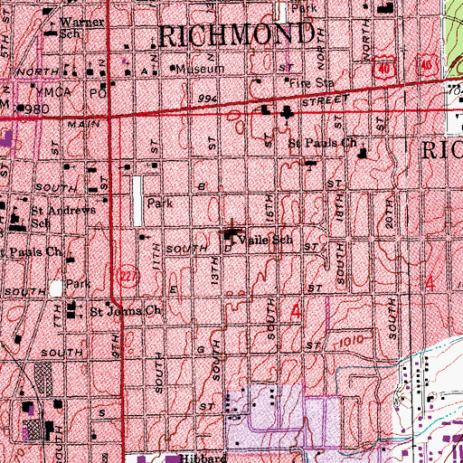 Topographic Map of Vaile Elementary School, IN