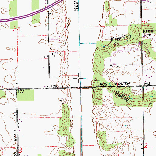 Topographic Map of Valley Branch, IN
