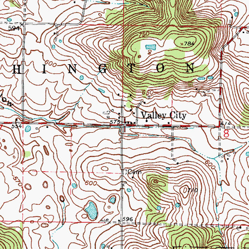 Topographic Map of Valley City, IN