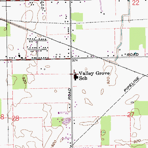 Topographic Map of Valley Grove Elementary School, IN
