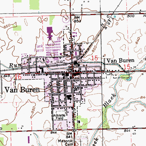 Topographic Map of Van Buren, IN