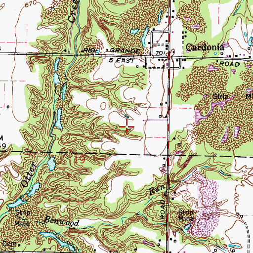 Topographic Map of Van Buren Creek, IN