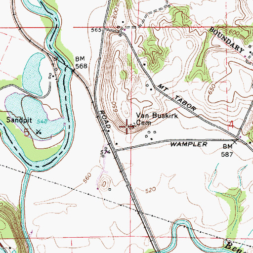 Topographic Map of Van Buskirk Cemetery, IN