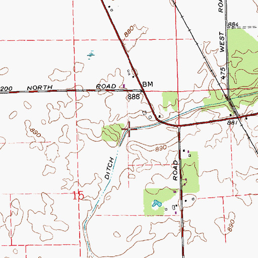 Topographic Map of Van Devender Ditch, IN