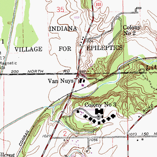 Topographic Map of Van Nuys, IN