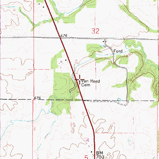Topographic Map of Van Reed Cemetery, IN